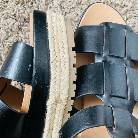 Soda woman’s espadrille platform sandal size 8 black tan casual strappy feminine - Picture 2 of 9